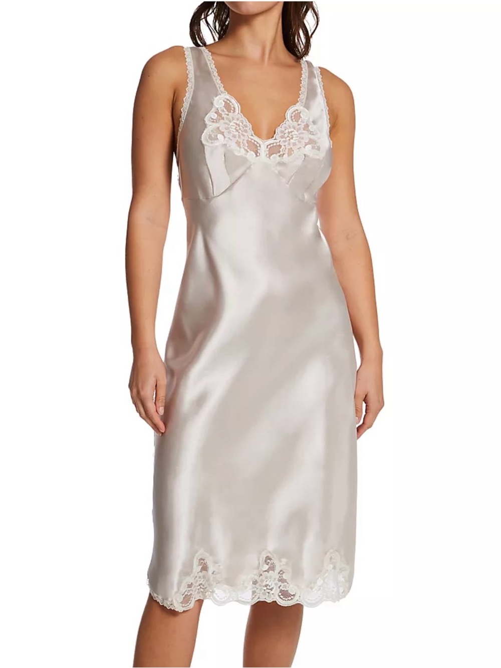 Shadowline Rochelle Satin Lace Slip Nightgown With Adjustable Straps Size 1X